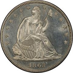 Picture of 1863 LIBERTY SEATED 50C, NO MOTTO MS66 