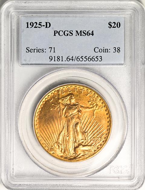 Picture of 1925-D ST. GAUDENS $20 MS64 