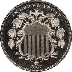 Picture of 1867 SHIELD 5C, NO RAYS PR67 Deep Cameo