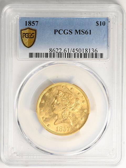 Picture of 1857 LIBERTY HEAD $10 MS61 