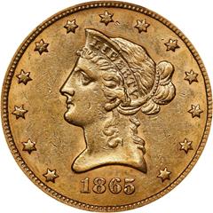Picture of 1865-S LIBERTY HEAD $10 AU55 
