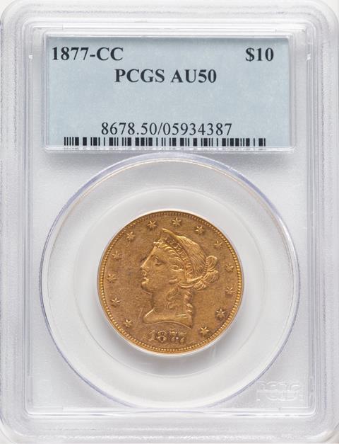 Picture of 1877-CC LIBERTY HEAD $10 AU50 
