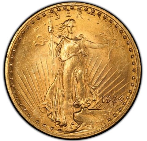 Picture of 1924-S ST. GAUDENS $20 MS65 