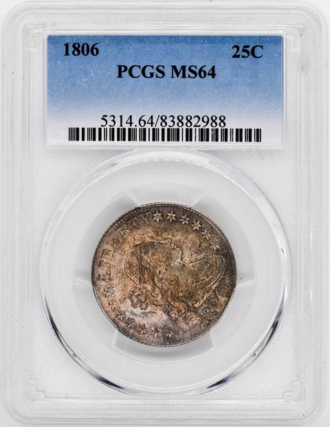 Picture of 1806 DRAPED BUST 25C, HERALDIC EAGLE MS64 