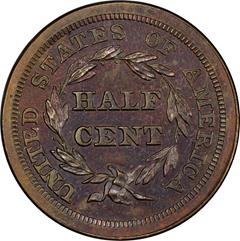 Picture of 1842 BRAIDED HAIR 1/2C, RESTRIKE PR65 Red Brown