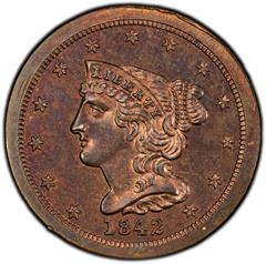 Picture of 1842 BRAIDED HAIR 1/2C, RESTRIKE PR65 Red Brown