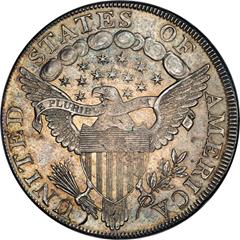 Picture of 1798 DRAPED BUST $1, KNOB 9, 4 VERTICAL LINES MS62 