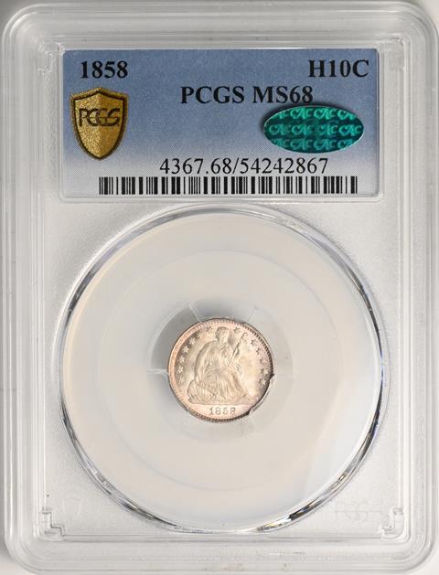 Picture of 1858 LIBERTY SEATED H10C MS68 