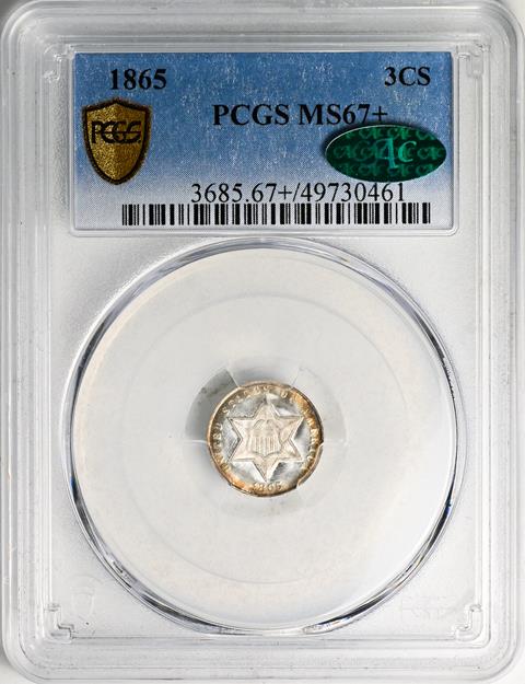 Picture of 1865 SILVER 3CS MS67+ 