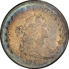 Picture of 1798 DRAPED BUST $1, POINTED 9, 4 VERTICAL LINES MS64 