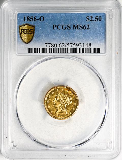 Picture of 1856-O LIBERTY HEAD $2.5 MS62 