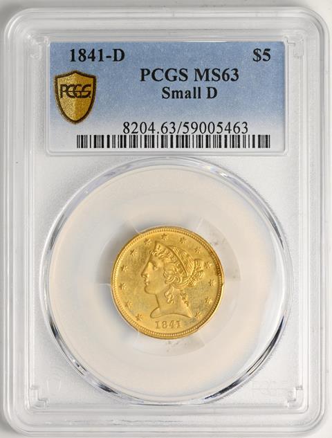 Picture of 1841-D LIBERTY $5, SMALL D MS63 