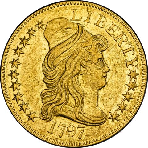 Picture of 1797 DRAPED BUST $5, SMALL EAGLE, 15 STARS MS53 