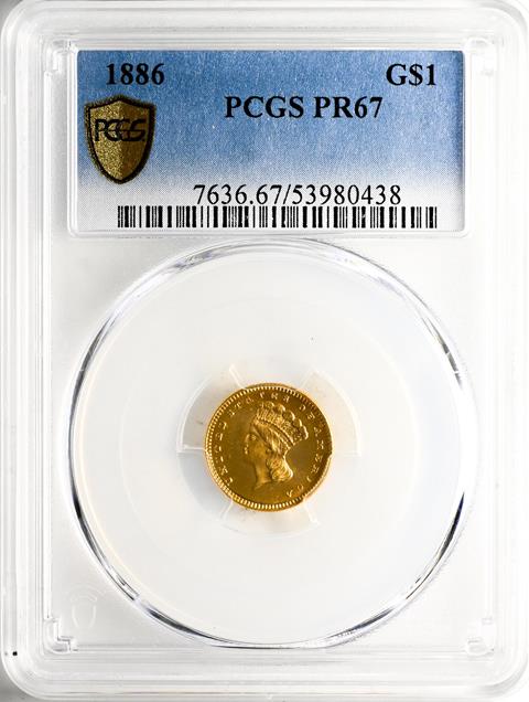 Picture of 1886 GOLD G$1, TYPE 3 PR67 