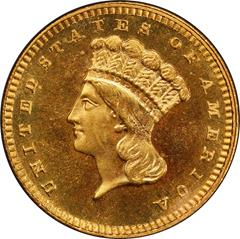 Picture of 1886 GOLD G$1, TYPE 3 PR67 