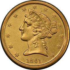 Picture of 1861-D LIBERTY $5 AU55 