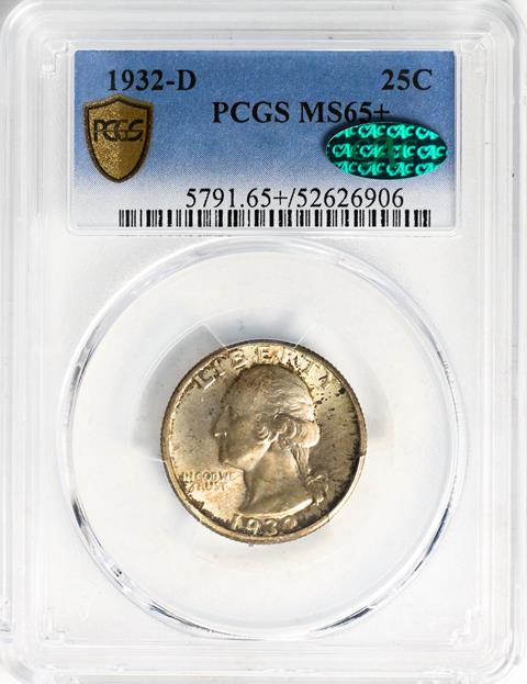 Picture of 1932-D WASHINGTON 25C MS65+ 