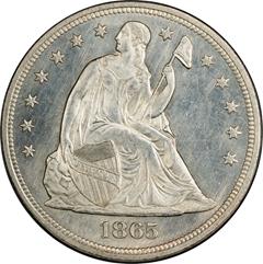 Picture of 1865 LIBERTY SEATED S$1, NO MOTTO MS65 