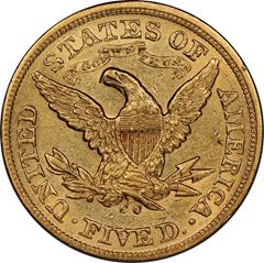Picture of 1870-CC LIBERTY $5 AU55 