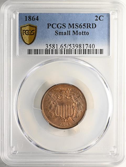 Picture of 1864 2C, SMALL MOTTO MS65 Red