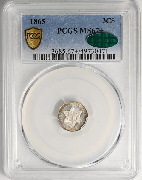 Picture of 1865 SILVER 3CS MS67+ 