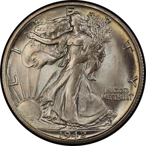 1942-S WALKING LIBERTY 50C