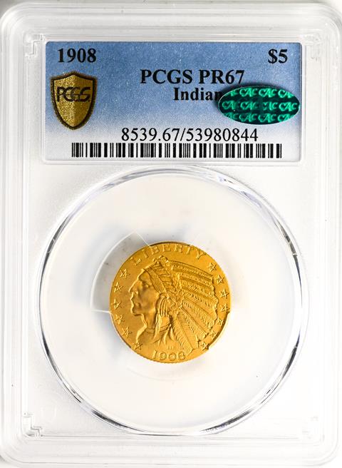Picture of 1908 INDIAN HEAD $5 PR67 