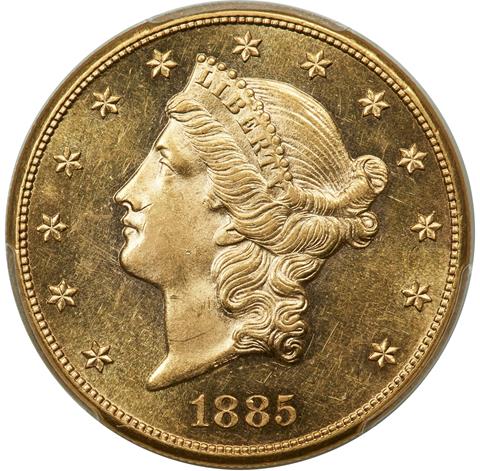 Picture of 1885 LIBERTY HEAD $20 MS62 Proof Like