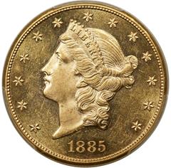 Picture of 1885 LIBERTY HEAD $20 MS62 Proof Like