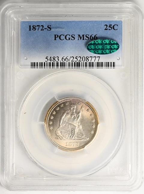 Picture of 1872-S LIBERTY SEATED 25C, MOTTO MS66 