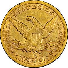 Picture of 1865/INV 186-S LIBERTY HEAD $10, 865/INVERTED 186 AU55 