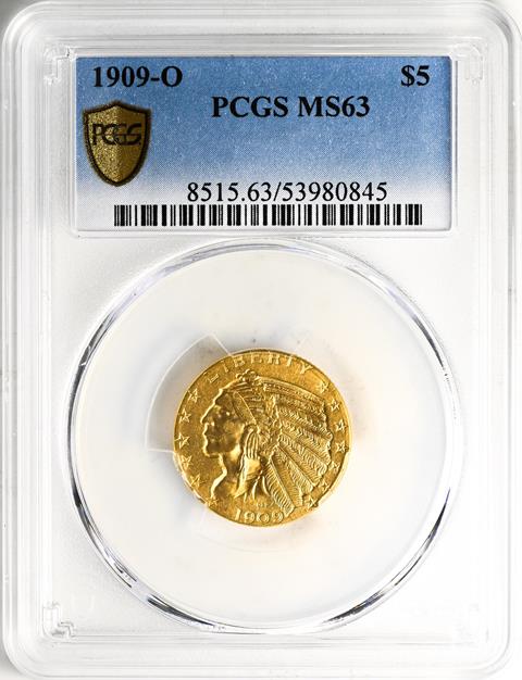 Picture of 1909-O INDIAN HEAD $5 MS63 