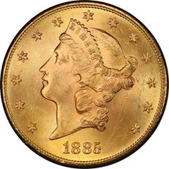 Picture of 1885-S LIBERTY HEAD $20 MS65 
